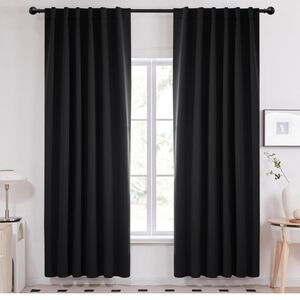 Elegant Black Curtains, 2 Panels, 52x84 Inch, Room Darkening Curtains